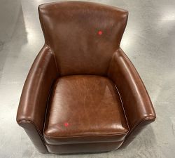 Open Box: Irving Roll Arm Leather Swivel Armchair without Nailheads (33") - Statesville Molasses
