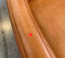 Open Box: Irving Square Arm Leather Swivel Armchair without Nailheads (33") - Statesville Caramel