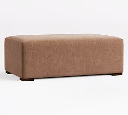 Open Box: Universal Upholstered Rectangular Ottoman - Rustic Chenille Rosewood, Sienna Brown
