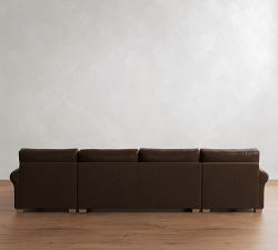 PB Comfort Modern Roll Arm Leather Double Chaise Sectional (135"&ndash;170")