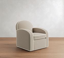 Farmhouse Swivel Chair with Contrast Piping