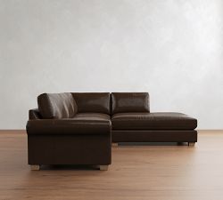 PB Comfort Modern Roll Arm Leather 3-Piece Bumper Sectional (108")