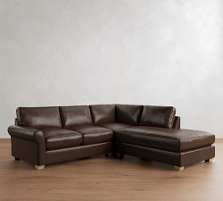 PB Comfort Modern Roll Arm Leather 3-Piece Bumper Sectional (108")