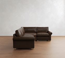 PB Comfort Modern Roll Arm Leather 3-Piece Wedge Sectional (117")