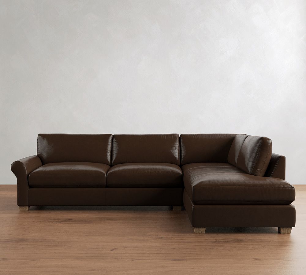 PB Comfort Modern Roll Arm Leather Return Bumper Sectional (124") by Pottery Barn