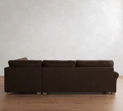 PB Comfort Modern Roll Arm Leather Return Bumper Sectional (124")