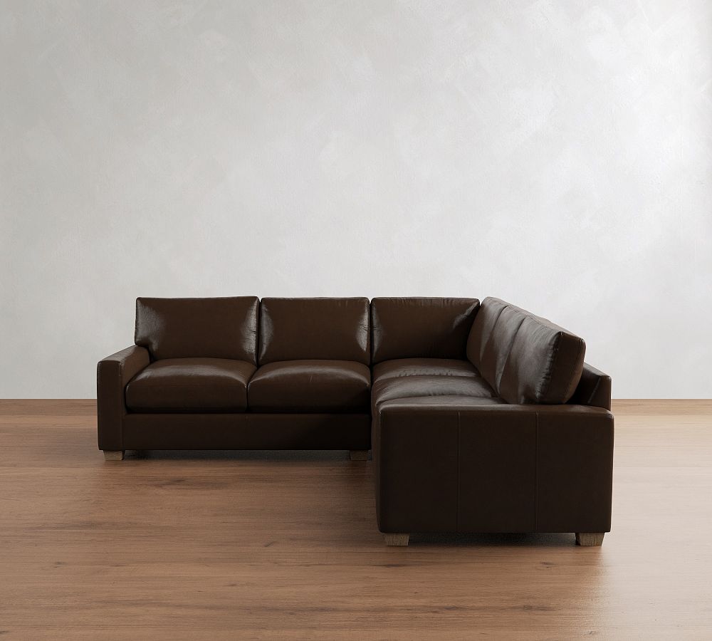 PB Comfort Modern Square Arm Leather 3-Piece L-Shaped Sectional (106") by Pottery Barn