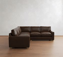 PB Comfort Modern Square Arm Leather 3-Piece L-Shaped Sectional (106")