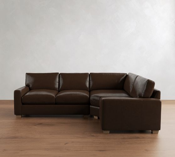 PB Comfort Modern Square Arm Leather 3-Piece Wedge Sectional (115") by Pottery Barn