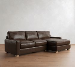 PB Comfort Modern Square Arm Leather Chaise Sectional (100"&ndash;126")