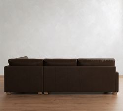 PB Comfort Modern Square Arm Leather Return Bumper Sectional (121")