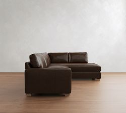 PB Comfort Modern Square Arm Leather Return Bumper Sectional (121")