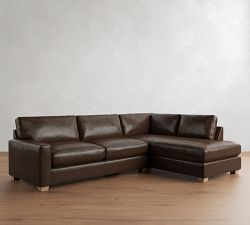 PB Comfort Modern Square Arm Leather Return Bumper Sectional (121")