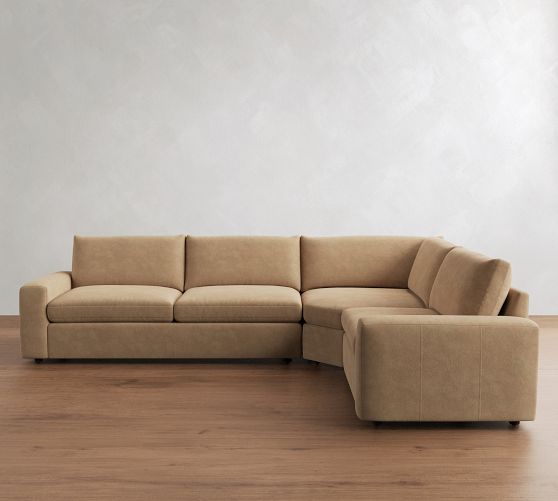 Sierra Leather 3-Piece Wedge Sleeper Sectional (139") by Pottery Barn