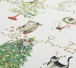 Festive Cats Percale Pillowcases - Set of 2