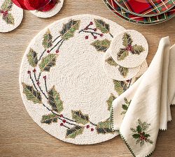 Holly Icon Beaded Coasters - Set of 4