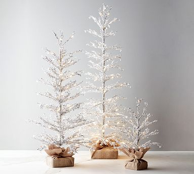 Lit Snowy Crystal Trees | Pottery Barn