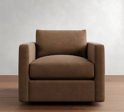 Carmel Slim Arm Leather Swivel Chair