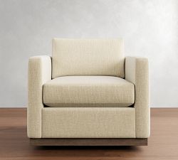 Carmel Slim Arm Wood Base Swivel Chair