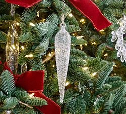 Glass Textured Icicle Ornaments - Set of 6