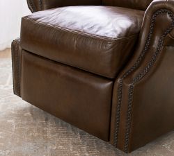 James Roll Arm Leather Power Swivel Glider Recliner