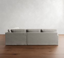 PB Comfort Modern Square Arm Slipcovered 3-Piece L-Shaped Wedge Sleeper Sectional (119")