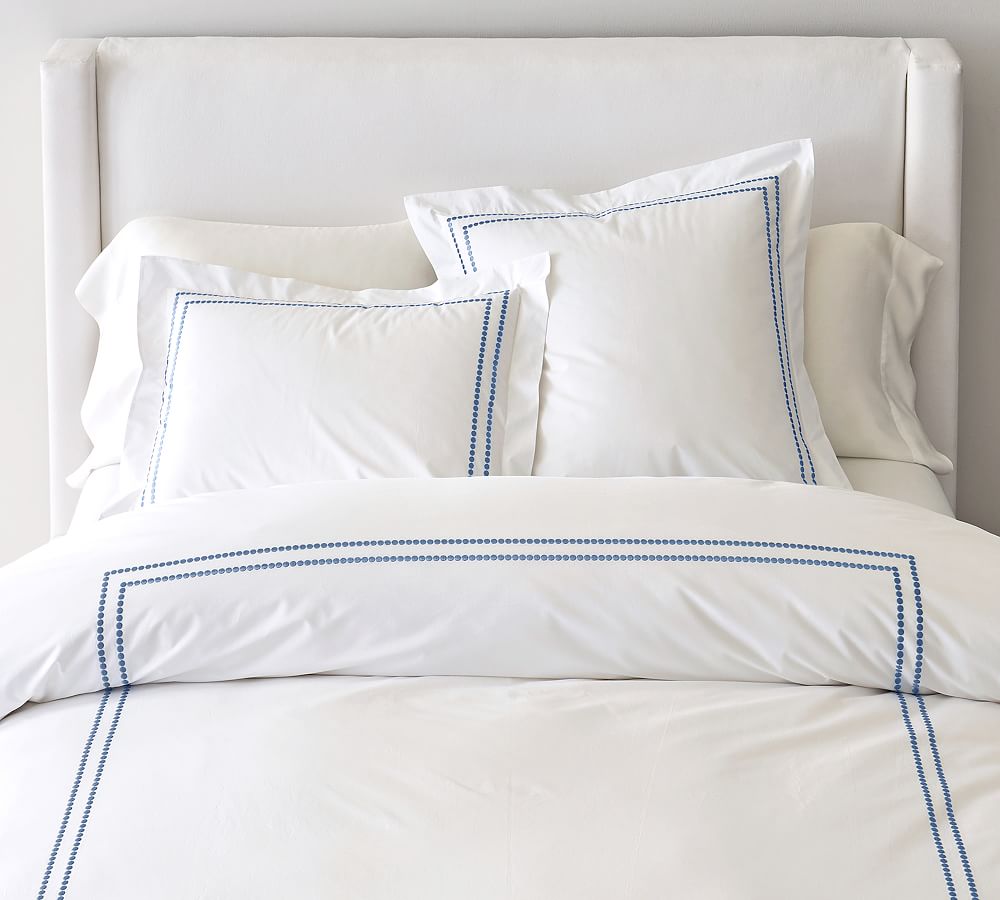 Chambray Pearl Organic Percale Duvet Cover- Queen