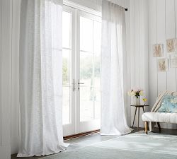 Custom Seaton Textured Cotton Curtain - White
