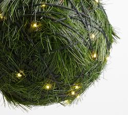 Light Up Faux Evergreen Spheres - Set of 2