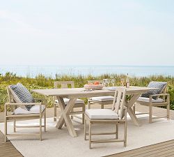 Indio Eucalyptus X-Base Extendable Outdoor Dining Table (77"-102")