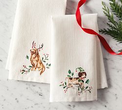 Christmas Dog Hand Towels - Set of 2