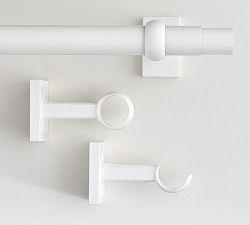 Open Box: Standard Curtain Rod &amp; Wall Bracket, 48" - 88", 1.25" Diam - White