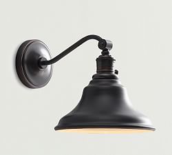 Curved Metal Bell Curved Arm Sconce (10'')