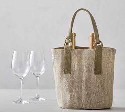 Mason Natural Linen/Cotton Double Wine Bag