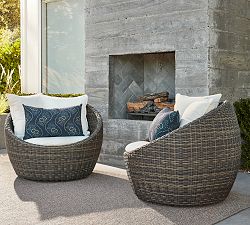 Open Box: Torrey Wicker Papasan Swivel Outdoor Lounge Chair