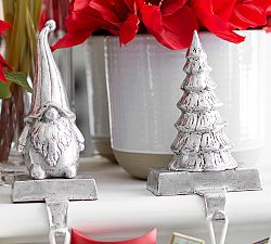 Antique Silver Nostalgic Figurine Stocking Holders
