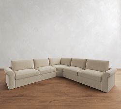 Westwood Roll Arm Slipcovered 3-Piece L-Shaped Wedge Sleeper Sectional (130")