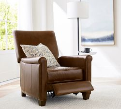 Irving Roll Arm Leather Recliner