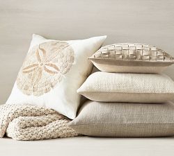 Sand Dollar Embroidered Pillow Cover