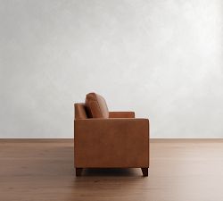 Cameron Square Arm Leather Sofa (62"&ndash;97")