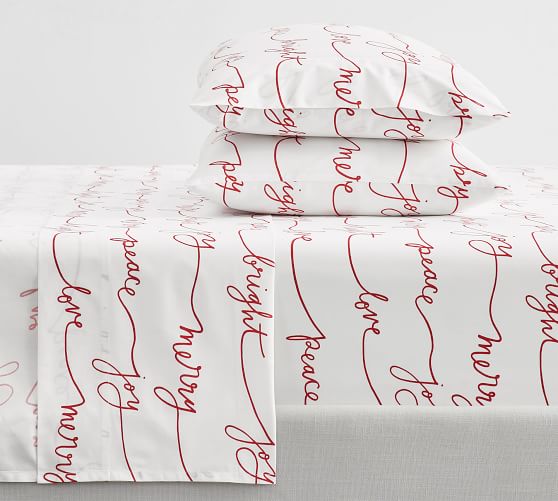 Sentiment Percale Sheet Set by Pottery Barn