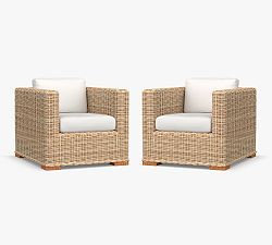 Huntington Wicker Square Arm Outdoor Lounge Chair