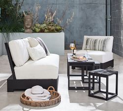 Malibu Metal Platform Armless Outdoor Loveseat (66")