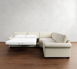 PB Comfort Modern Roll Arm 3-Piece L-Shaped Wedge Sleeper Sectional (121")