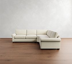 PB Comfort Modern Roll Arm 3-Piece L-Shaped Wedge Sleeper Sectional (121")