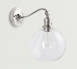 Glass Globe Curved Arm Sconce (13'')