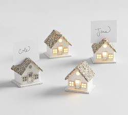 Light Up Glitter Home Place Card Holders - Set of 4