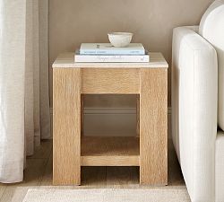 Travertine Square Side Table (21")