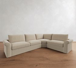 Westwood Roll Arm Slipcovered 3-Piece Wedge Sleeper Sectional (130")