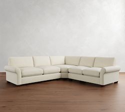 PB Comfort Modern Roll Arm 3-Piece L-Shaped Wedge Sleeper Sectional (121")